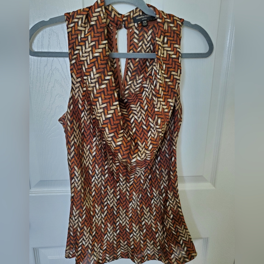 Rafaella Studio women's Brown/Black/Tan Patterned Top